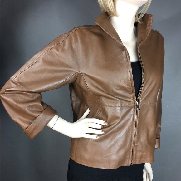 Max Mara Leather Jacket Size 8 - Picture 2 of 7